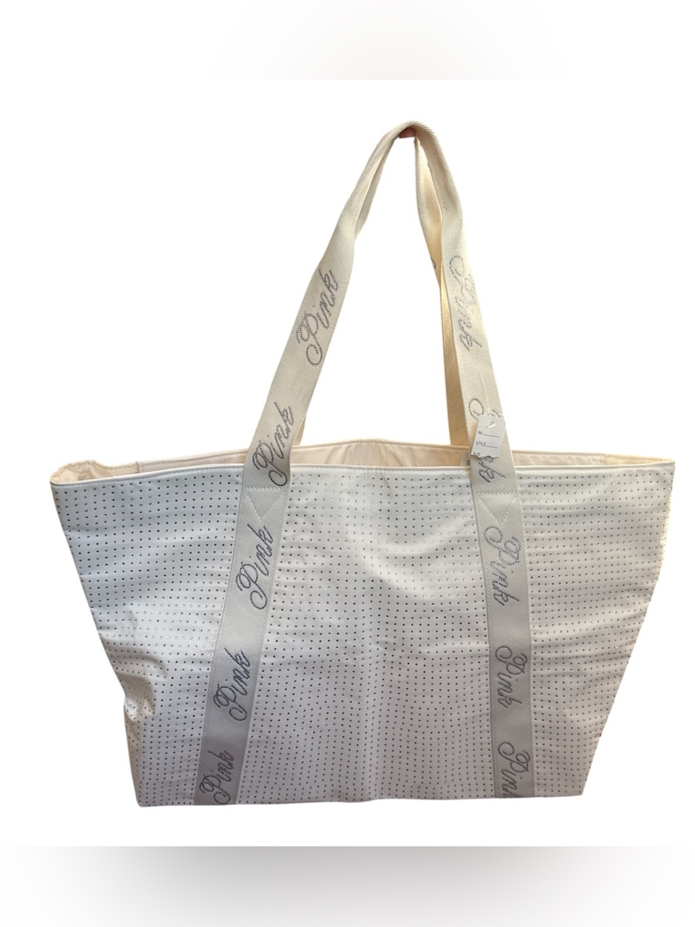 Victoria's Secret PINK Bling Tote Bag in winter white/cream